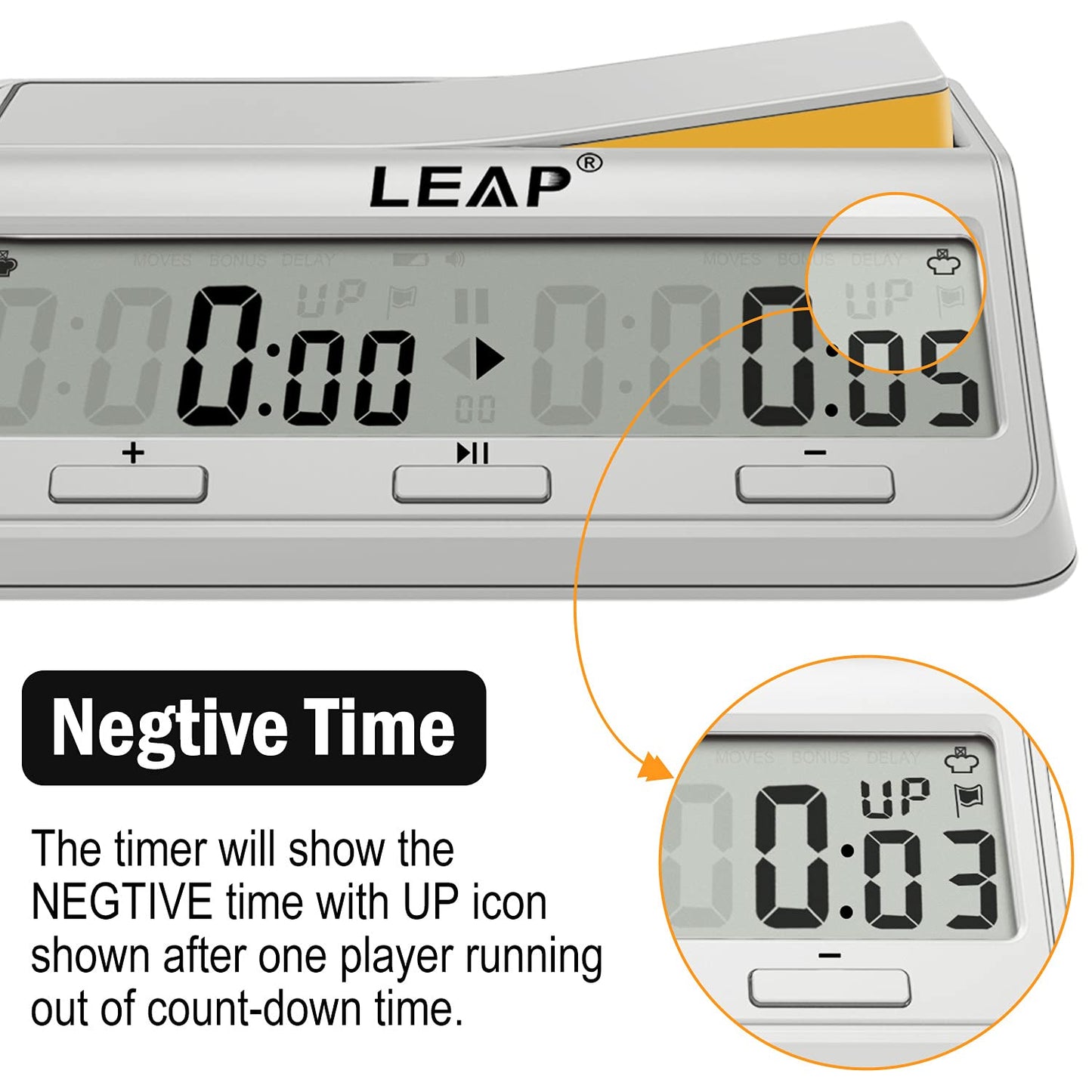 Leap Chess Clock Programme Updated Digital Timer Advanced For Game And Chess Timer With Bonus & Delay Count Down Up Alarm Milk White