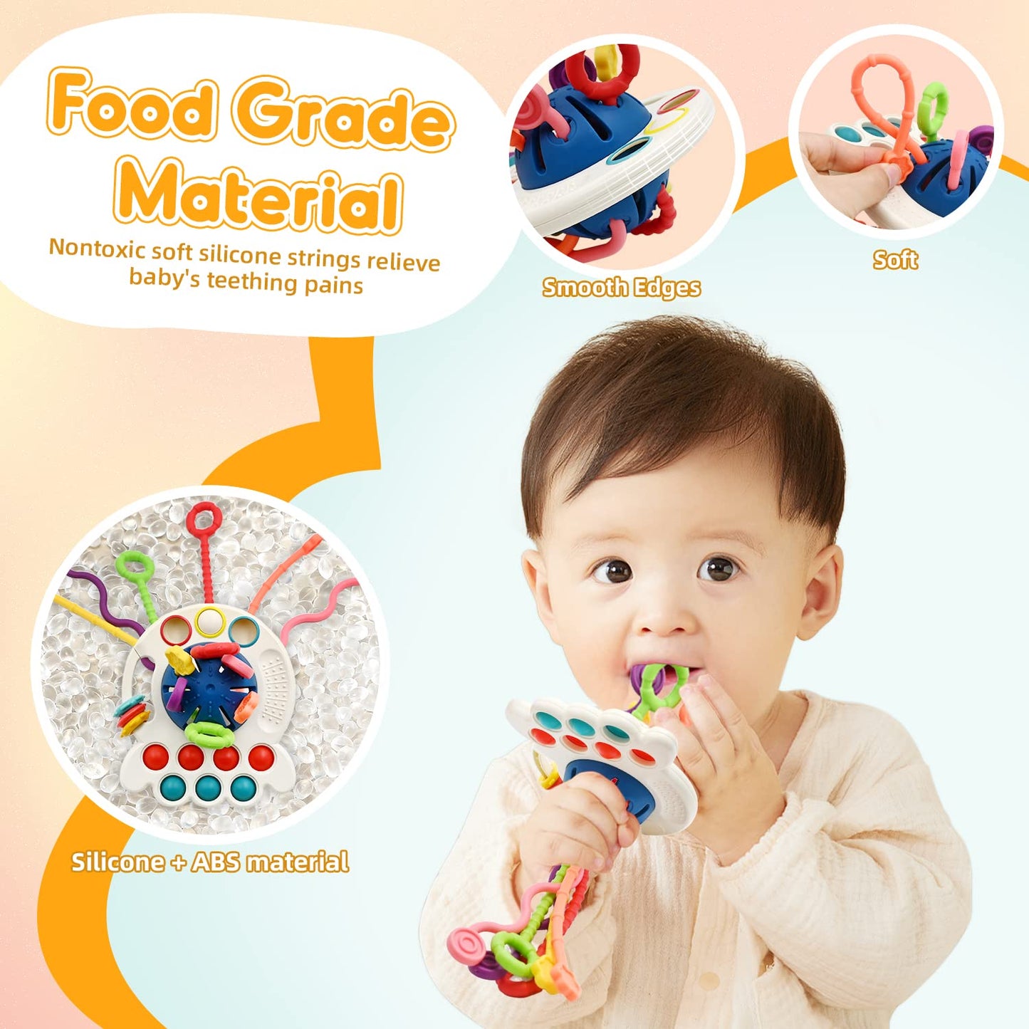 Aituitui Sensory Montessori Baby Toys 6 To 12 Months, Toddler Travel Toys For 1 2 Year Old Boy Girl Birthday Gifts, Soft Pull St