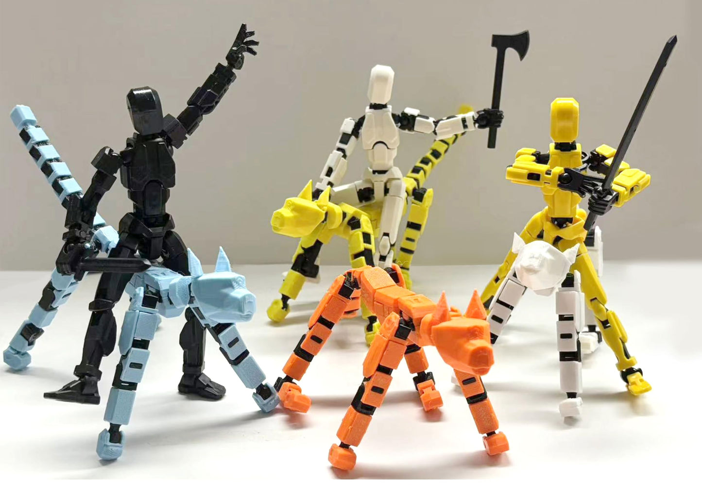 T13 Action Cat Set - 3D Printed Multi-Jointed Movable Action Cat Robot, Desktop Decoration, Action Figure (Orange)