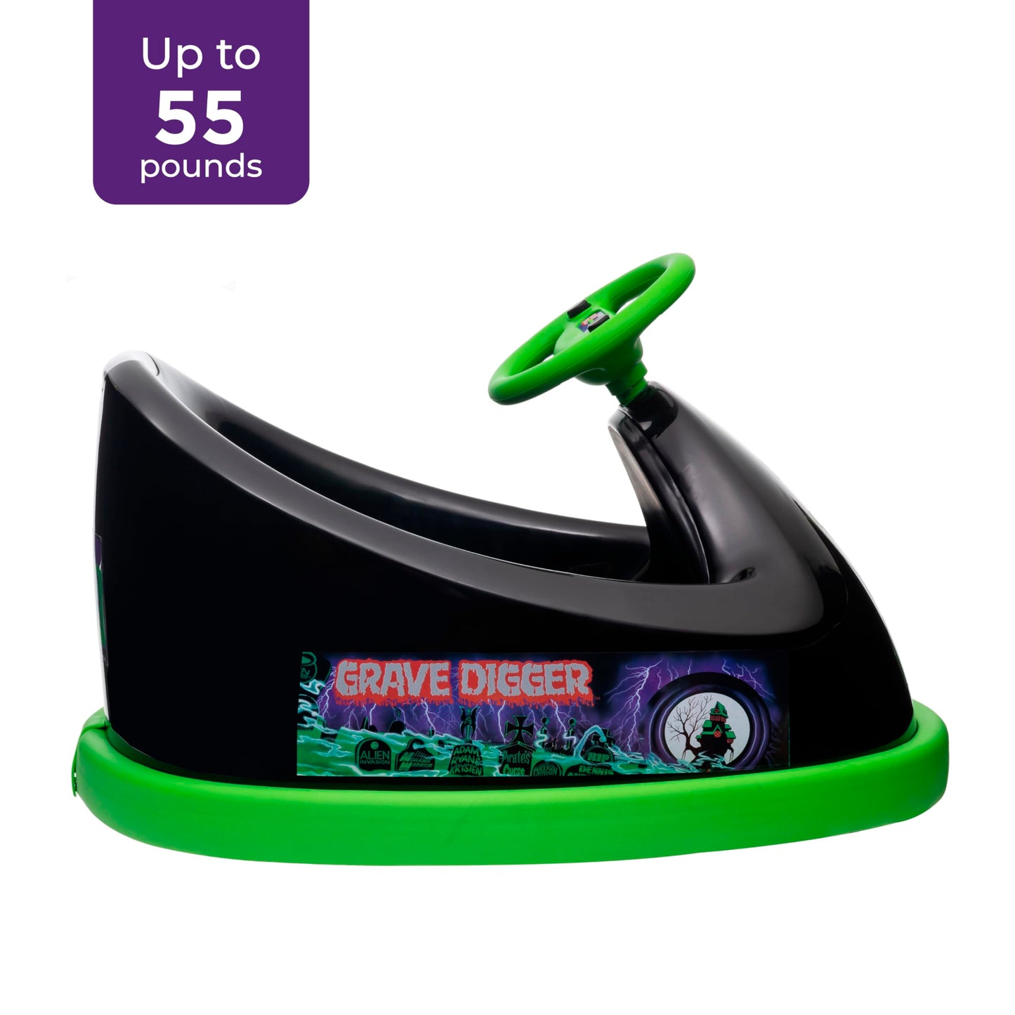 Monster Jam Bumper Car for Kids, 2 Speed Electric Bumper Car Vehicle, Toddler Bumper Car with Remote Control and 360 Degree Turn