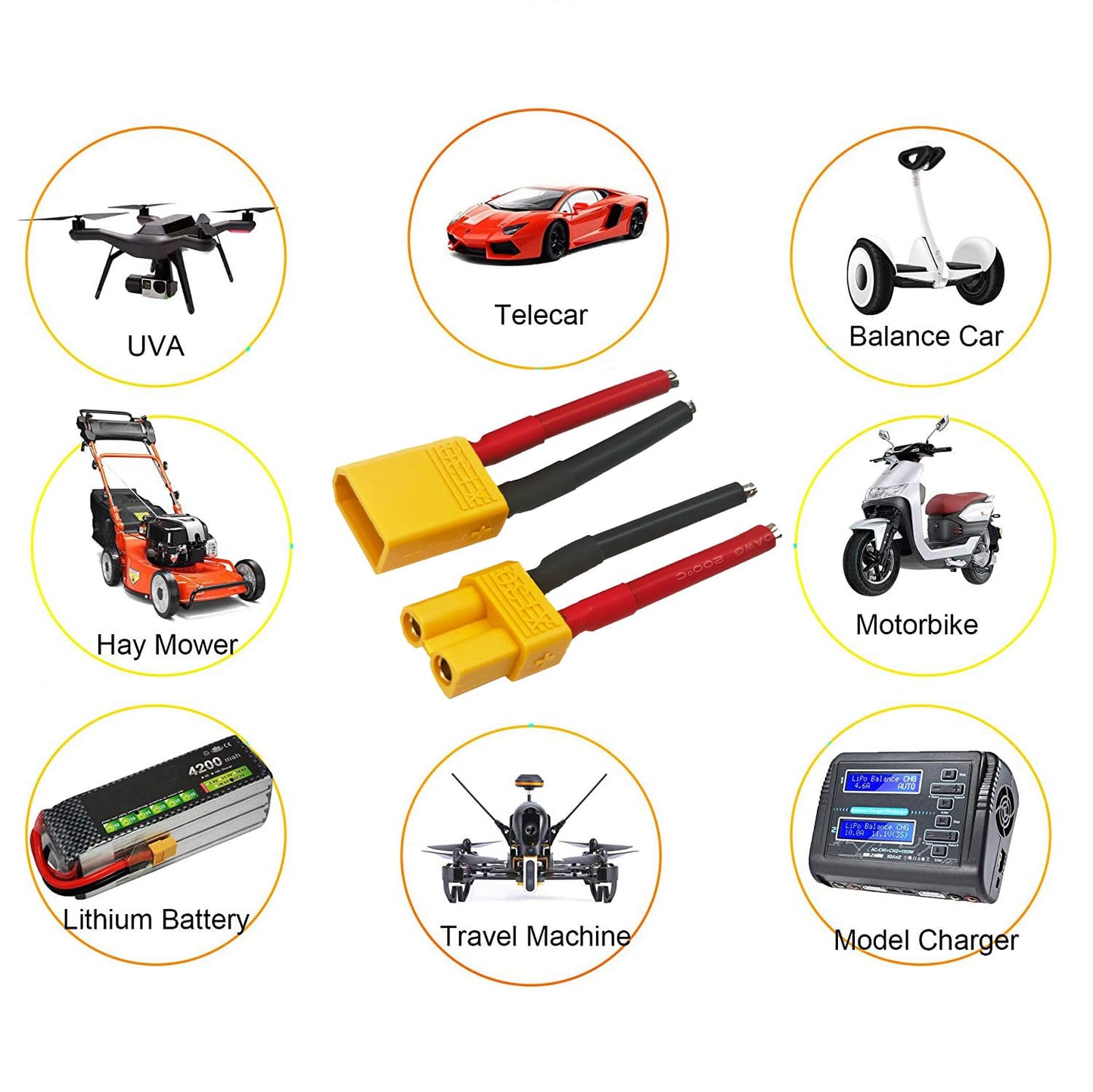 ZHOFONET 3 Pairs XT30 Pigtail,XT30 Wire XT30 Plug Male and Female Connector with 5cm 14AWG Silicone Wire for RC Lipo Battery FPV