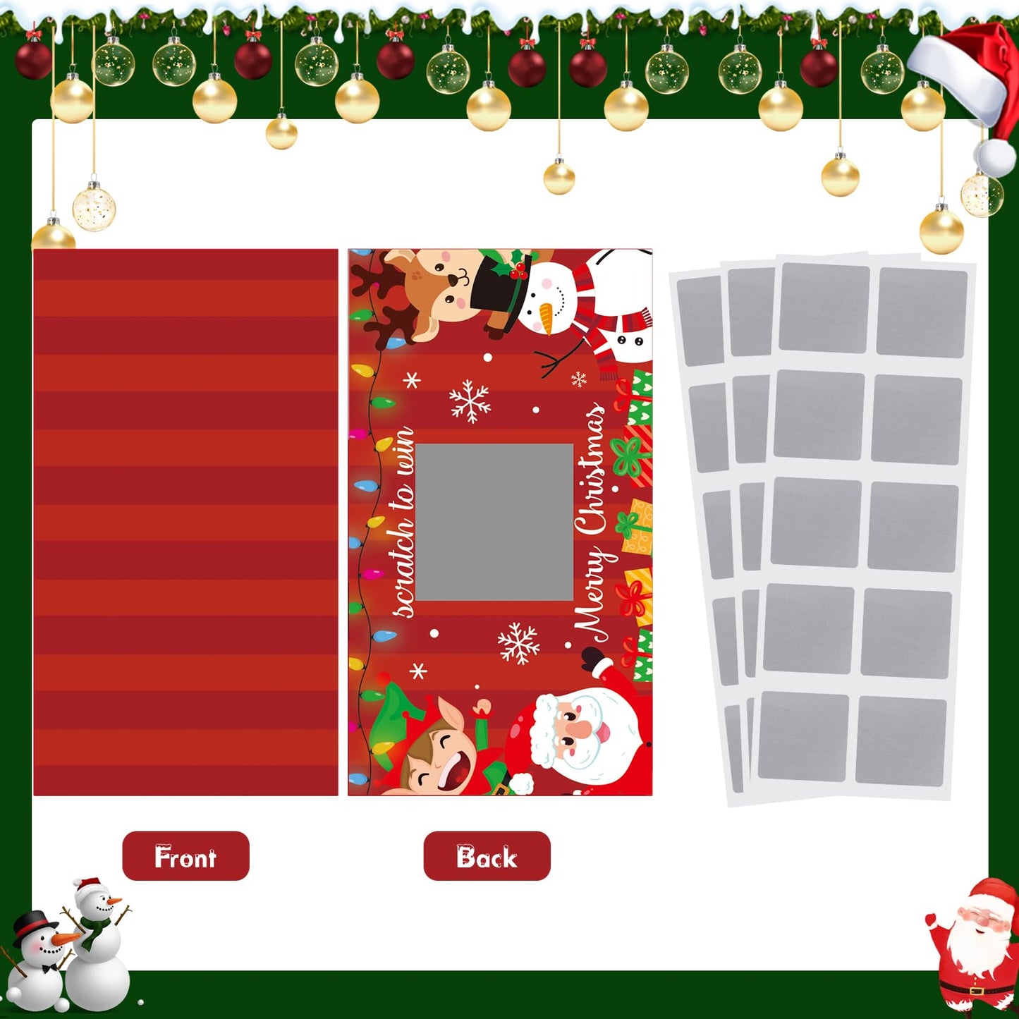 Outus 50 Pieces Christmas Scratch Off Cards Stickers Christmas Hawaii Party Games Vouchers Festive Raffle Tickets Holiday Business Prize Drawings For Kids Adults Families Events Groups (Mixed Style)