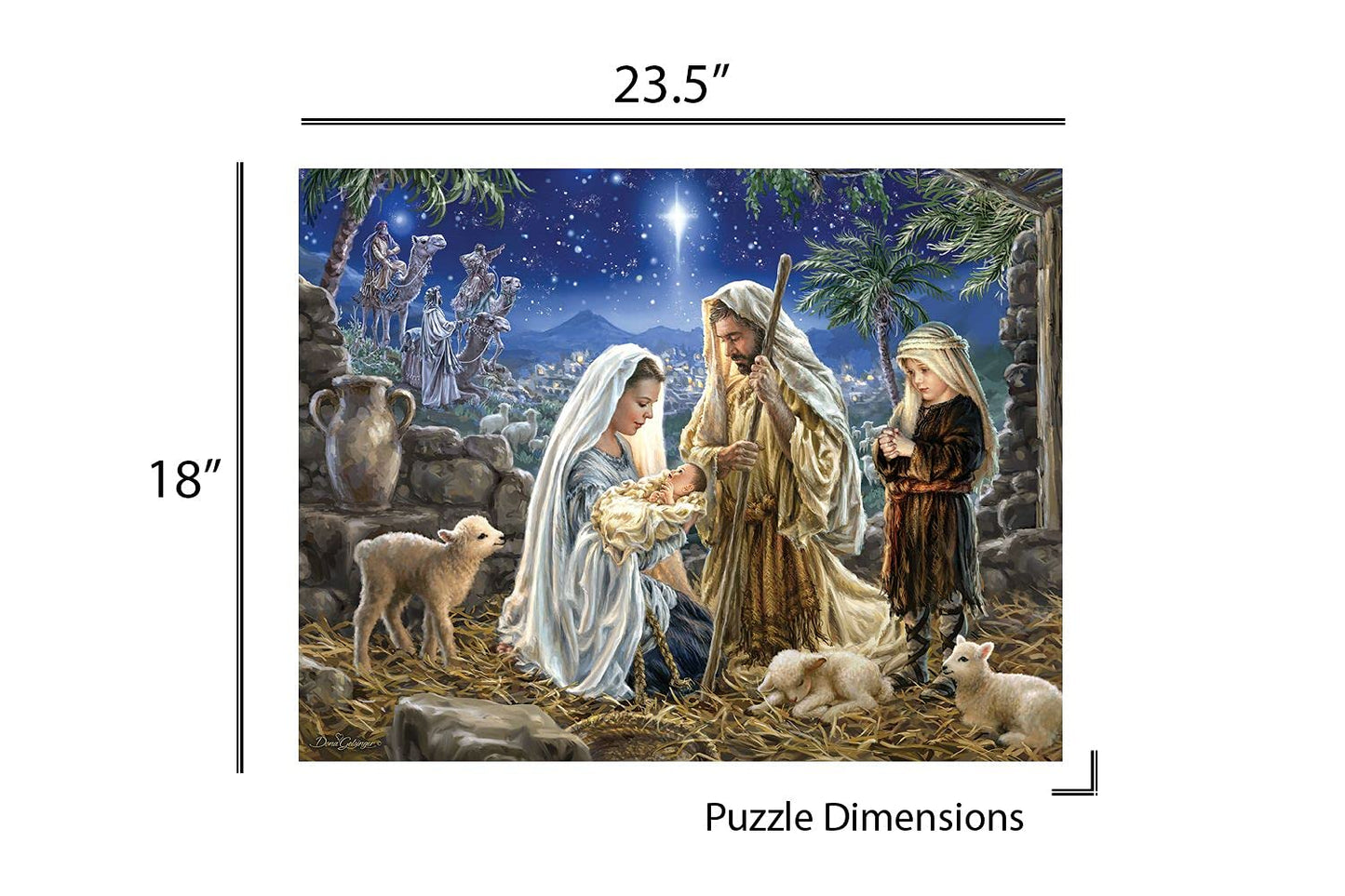 Springbok - Let Us Adore Him - 500 Piece Jigsaw Puzzle Illustration Of The Nativity Scene