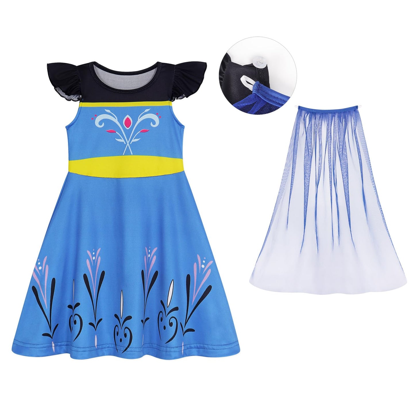 Wonderbabe Snow Queen Princess Costume For Girls Princess Dress Up Kids Birthday Party Halloween Costume With Cape Size 2-3T