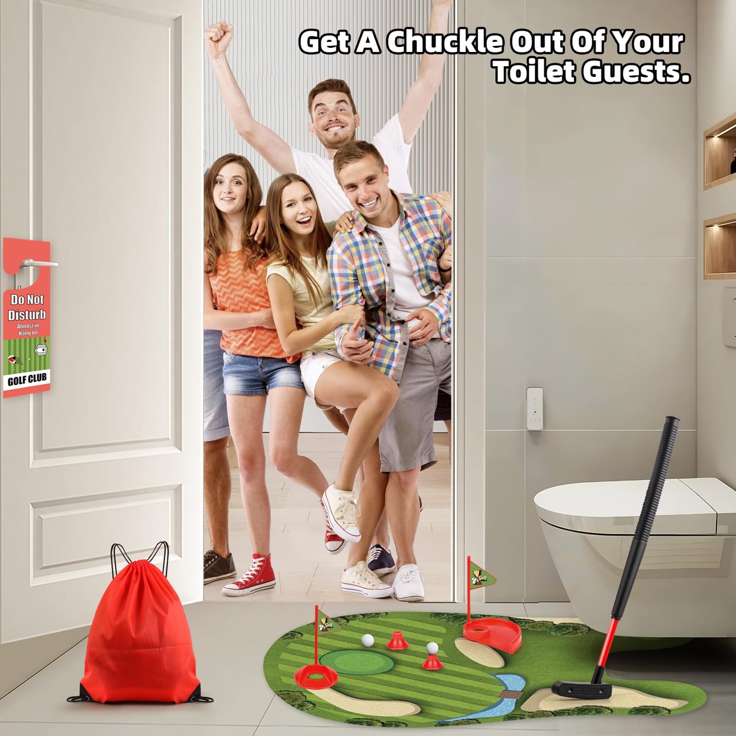 Kaelinda Toilet Golf Game - Funny Gifts For Men, Golf Gifts For Men, Funny White Elephant Gifts For Adults, Bathroom Golf Gag Gi