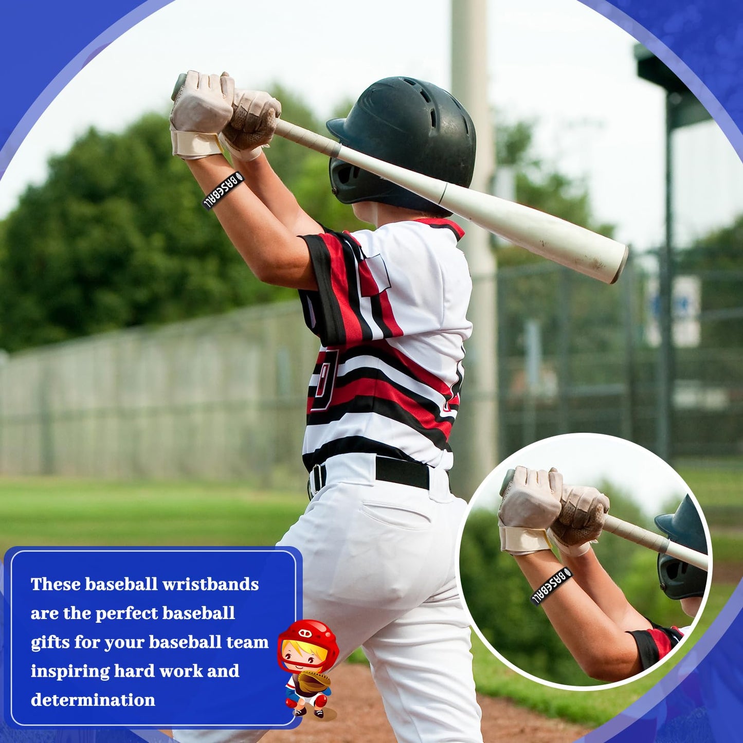 Deekin 36 Pcs Baseball Motivational Silicone Wristband Bracelets Baseball Party Favors Gifts Sports Prizes Birthday Party Suppli