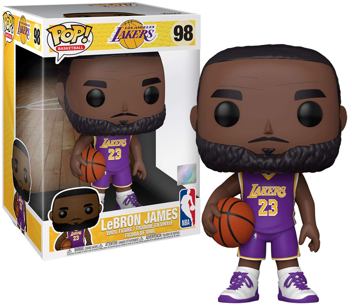 Funko POP NBA Lebron James - 10" Vinyl Figure, Multicolor, Lakers Purple Jersey, Model 52359