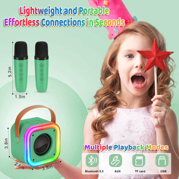 Mini Karaoke Machine For Kids, Girl Toys Gifts, Kids Karaoke Wireless Microphone For 4,5,6,7,8,9,10,11,12 Years Old Boys And Gir