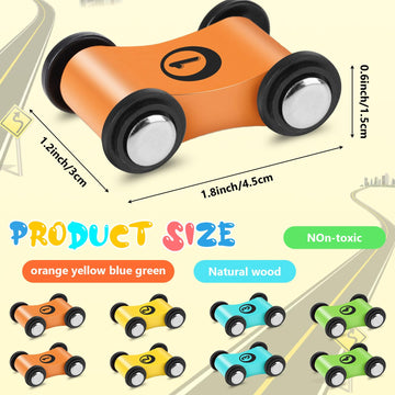 Xlsxexcl 24 Pcs Wooden Cars For Ramp, Wooden Car Ramp Replacement Car Toy Vehicle Play Sets Top Bright Car Ramp Toy For Race Tra