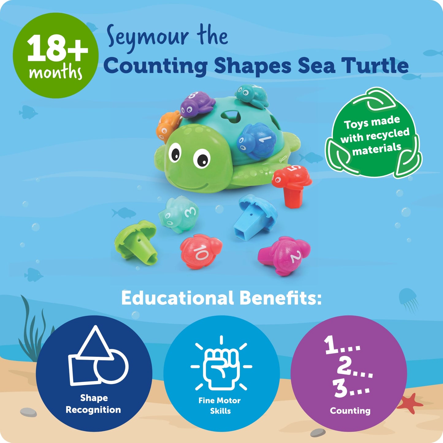 Learning Resources Seymour The Counting Shapes Sea Turtle, Travel Toys, Preschool Learning Activities, Sorting And Stacking Toys