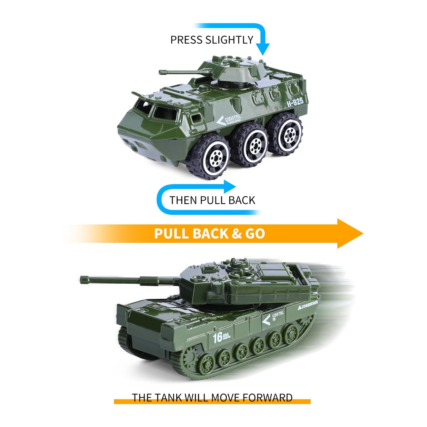 26 Pack Diecast Military Vehicles Set 6 Pack Assorted Alloy Metal Models Car Toys and 20 Pack Soldier Army Men Mini Army Toy Tank Panzer Helicopter Anti-Air Vehicle Party Favors for Kids