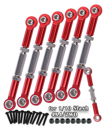 RC Upgrades Part for 1/10 Slash 4X4 2WD/Rustler 4X4 2WD/Stampede 4X4 2WD/Hoss 4X4 2WD RC Car,7 Pieces Aluminum Adjustable Turnbu