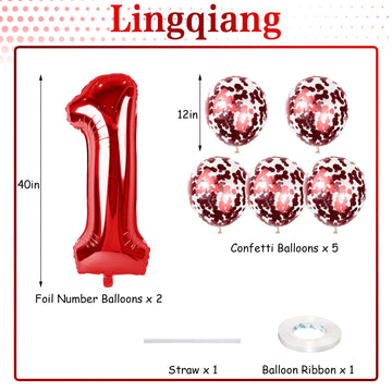 Lingqiang Red 13 Birthday Balloons - 40 Inch Foil Numbers 1 & 3 with Confetti - Perfect for 13th & 31st Birthday Parties