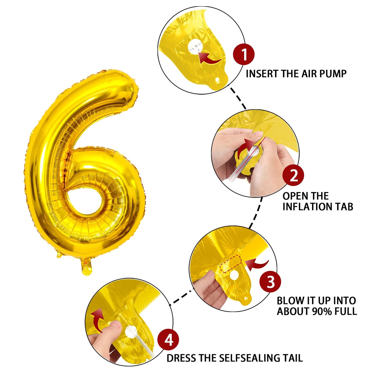 6 Number Balloon Gold 40 Inch Big Foil Mylar 6Th Balloons For 6 Year Old Boy Girl Birthday Party Decorations Wedding Anniversary