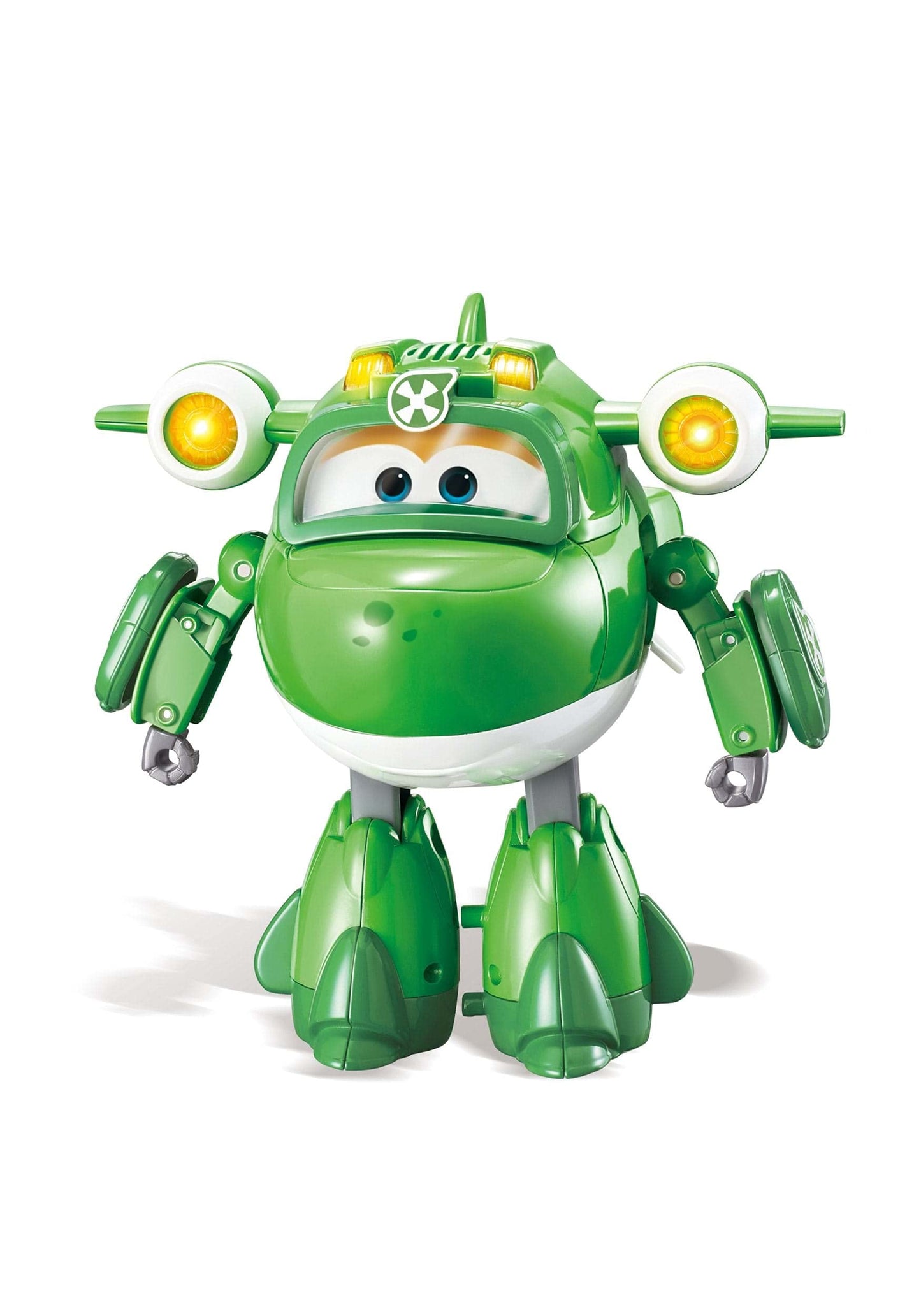 Super Wings 6'' Deluxe Transforming Supercharged Mira Airplane Toy - Green, with Light & Sound Effects for Kids 3-5 Years Old