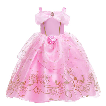 Princess Aurora Costume For Girls Birthday Party Outfit Halloween Cosplay Dress Up With Accessories For 10-11
