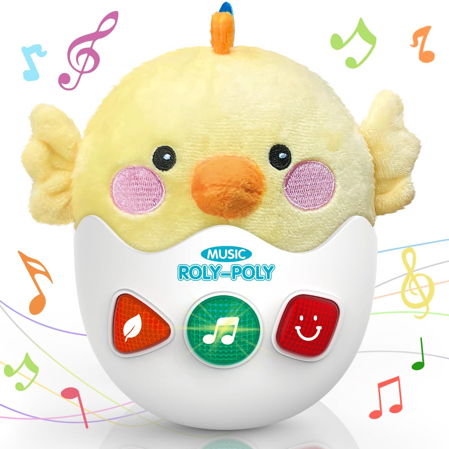 Wowohage Baby Toys 0-6-12 Months, Plush Chick Musical Toys, Cute Stuffed Animal Infant Toys With Light & Sounds, Roly-Poly Senso