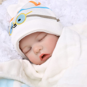 CARANOVO Reborn Baby Doll - 12 Inch Realistic Sleeping Newborn for Kids, Small Size, Blue Cat Color