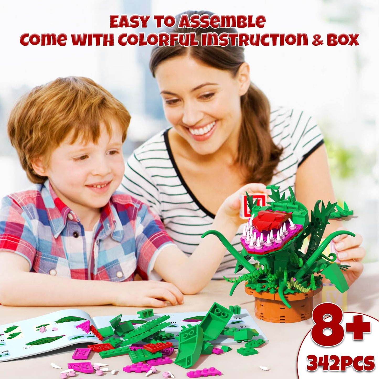 Audrey 2 Piranha Plant Building Toys Compatible With Lego Sets, Little Shop Of Horrors Flowers Cannibal With Openable Mouth Buil