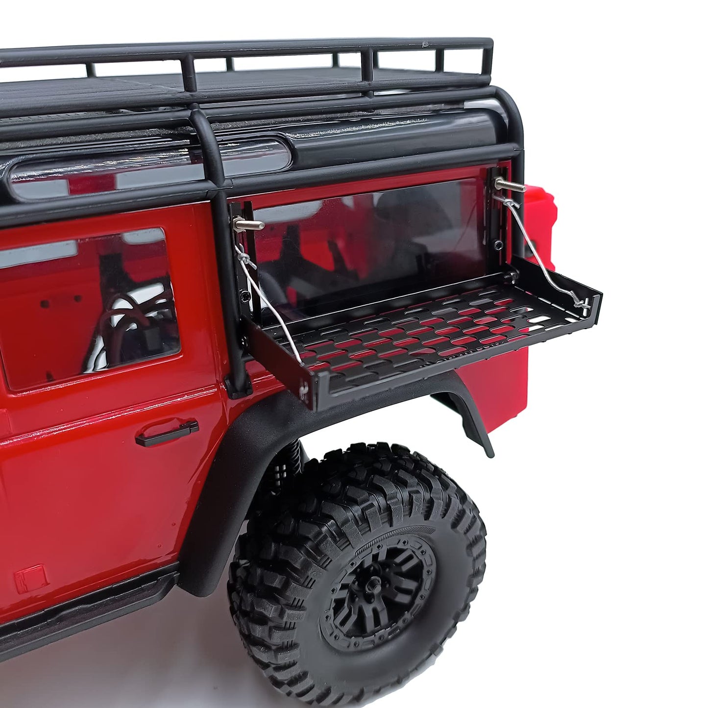 SWX Simulation Stainless Open Cover Folding Camping Table Board for TRX4M Defender 1-18 RC Crawler Car Upgrade Parts