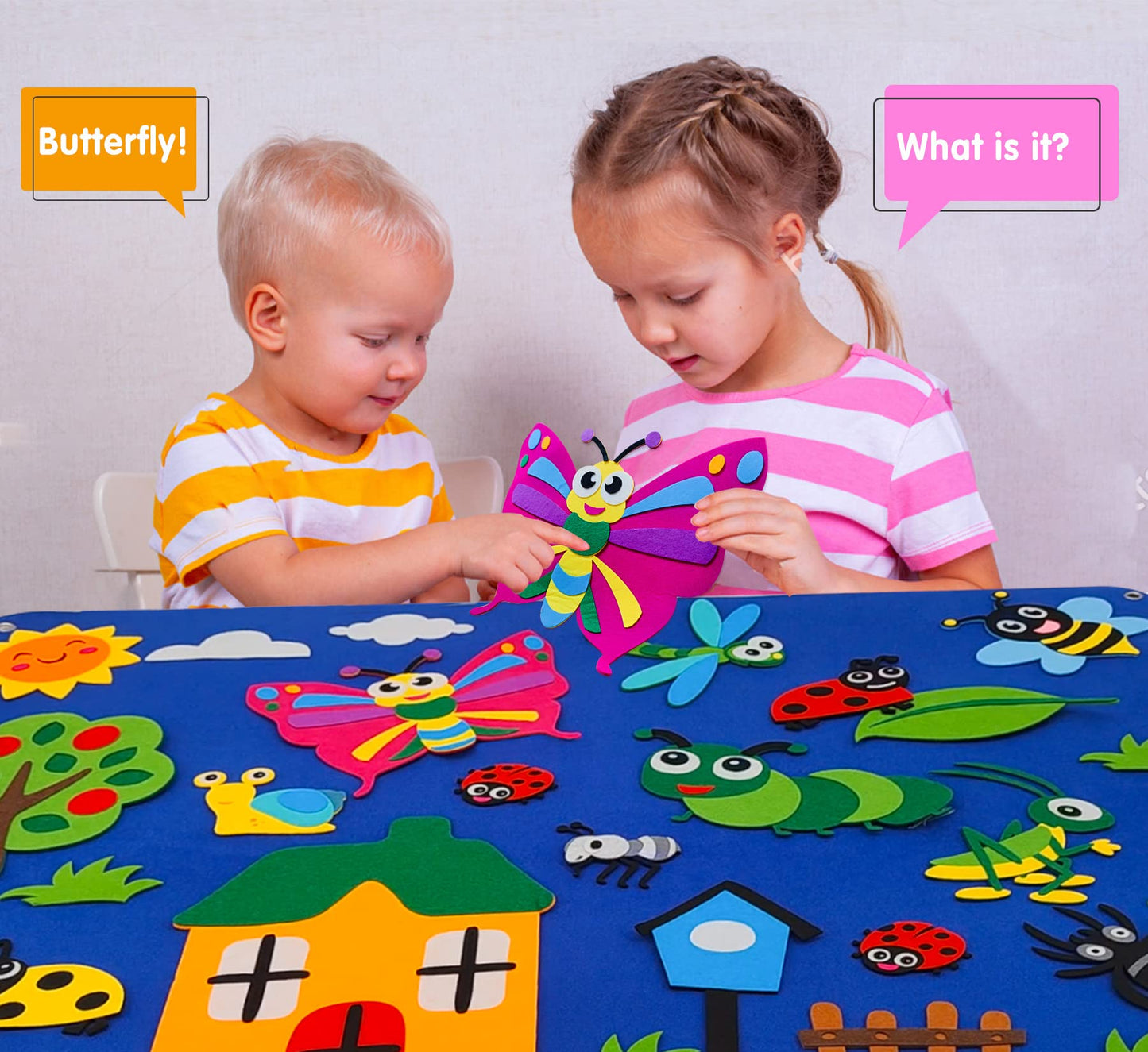 Craftstory Insects & Bugs Flannel Felt Story Board For Toddlers Learning Activities 3.5 Ft Sensory Busy Board With Caterpillar B