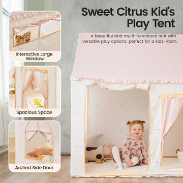 Tiny Land Kids Tent With Mat, Kids Play Tent For Toddlers, Pink Tent For Kids Indoor, Playhouse For Kids, Indoor Bed Toddler Ten