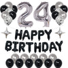 Naninuneno 24Th Black Silver Birthday Party Decorations For Men Women, Happy 24 Birthday Party Supplies With Black Happy Birthda