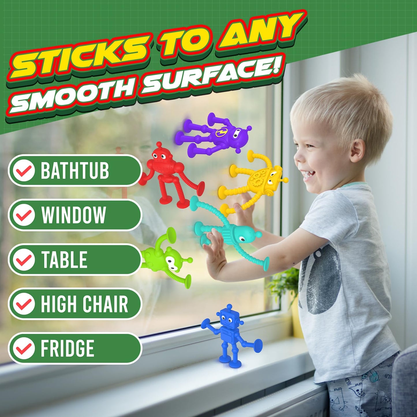 Baby Bath Toys Suction Toy: No Hole Suction Bath Toys For Toddlers, Robot Suction Fidget Toys Suction Cup Toys For Windows Building Toys, Sensory Bath Toys For Boys Girls Gifts, Prizes, Travel Toys