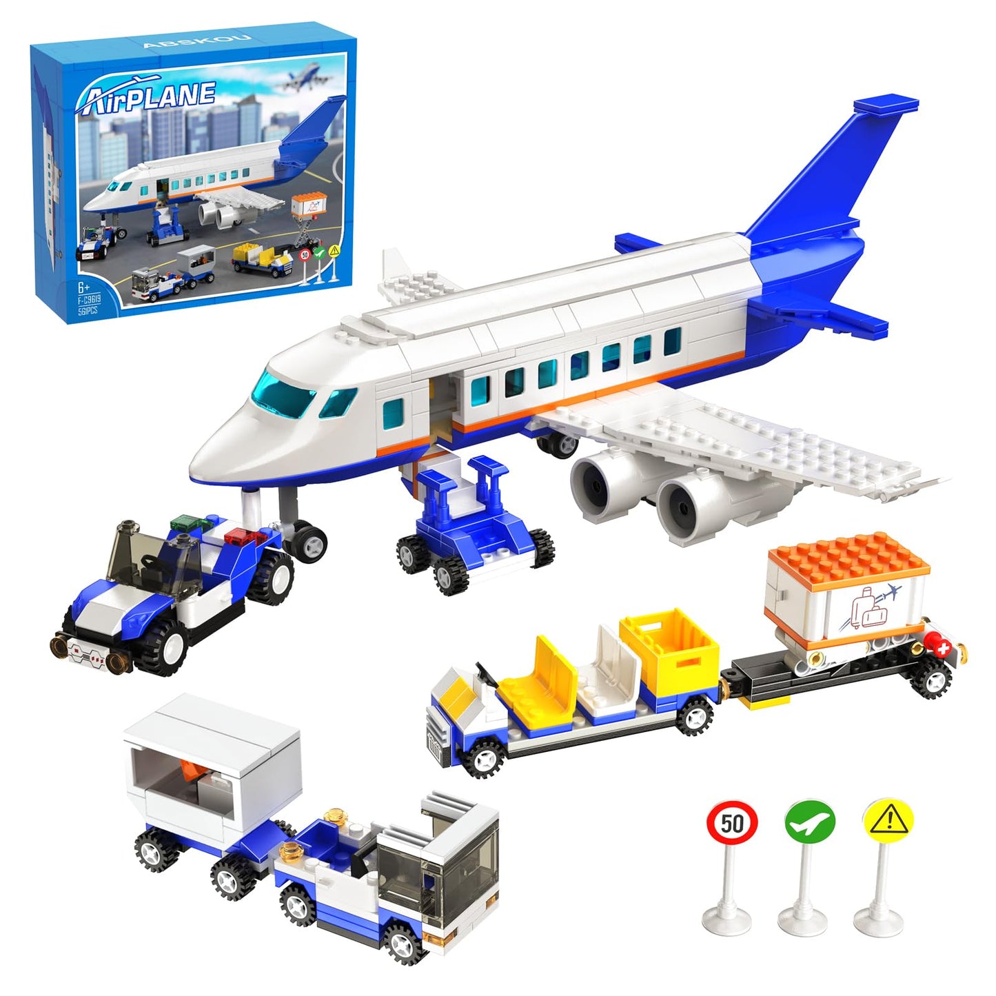 City Passenger Airplane Building Set, Compatible With Lego Plane Blocks Toy, With Plane Trailer, Luggage Truck, Fun Airport Idea