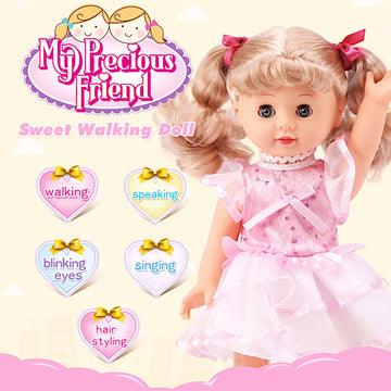 Poco Divo Princess Walking Doll 12' Interactive Vinyl Toy Baby Sonic Control Cuddly Girl Singing Talking Blonde Fashion Beauty With Blinking Eyes