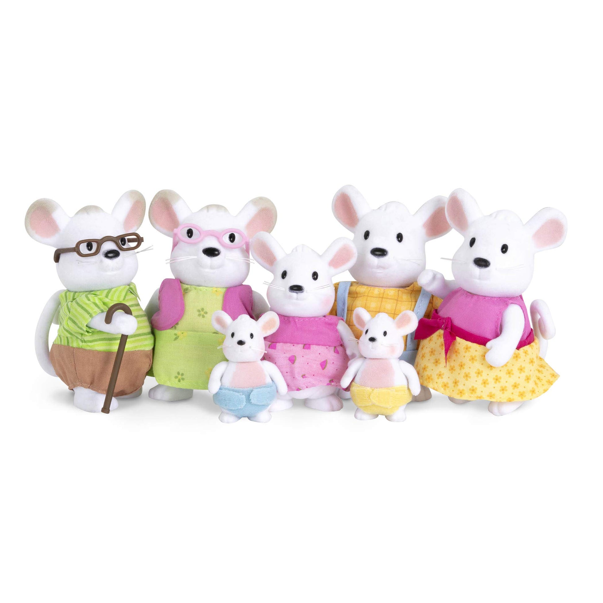 Li'L Woodzeez - The Buster Bear Family - Set Of 7 Collectible Posable Bear Figures - Pretend Play Doll Figures - 3+ Years - Enco