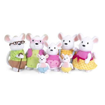 Li'L Woodzeez - The Buster Bear Family - Set Of 7 Collectible Posable Bear Figures - Pretend Play Doll Figures - 3+ Years - Enco