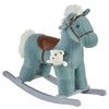 Qaba Kids Plush Ride-On Rocking Horse, Soft Plush Toy, Fun Sounds, 25.5" x 10.25" x 21.75", Blue, Model 330-118