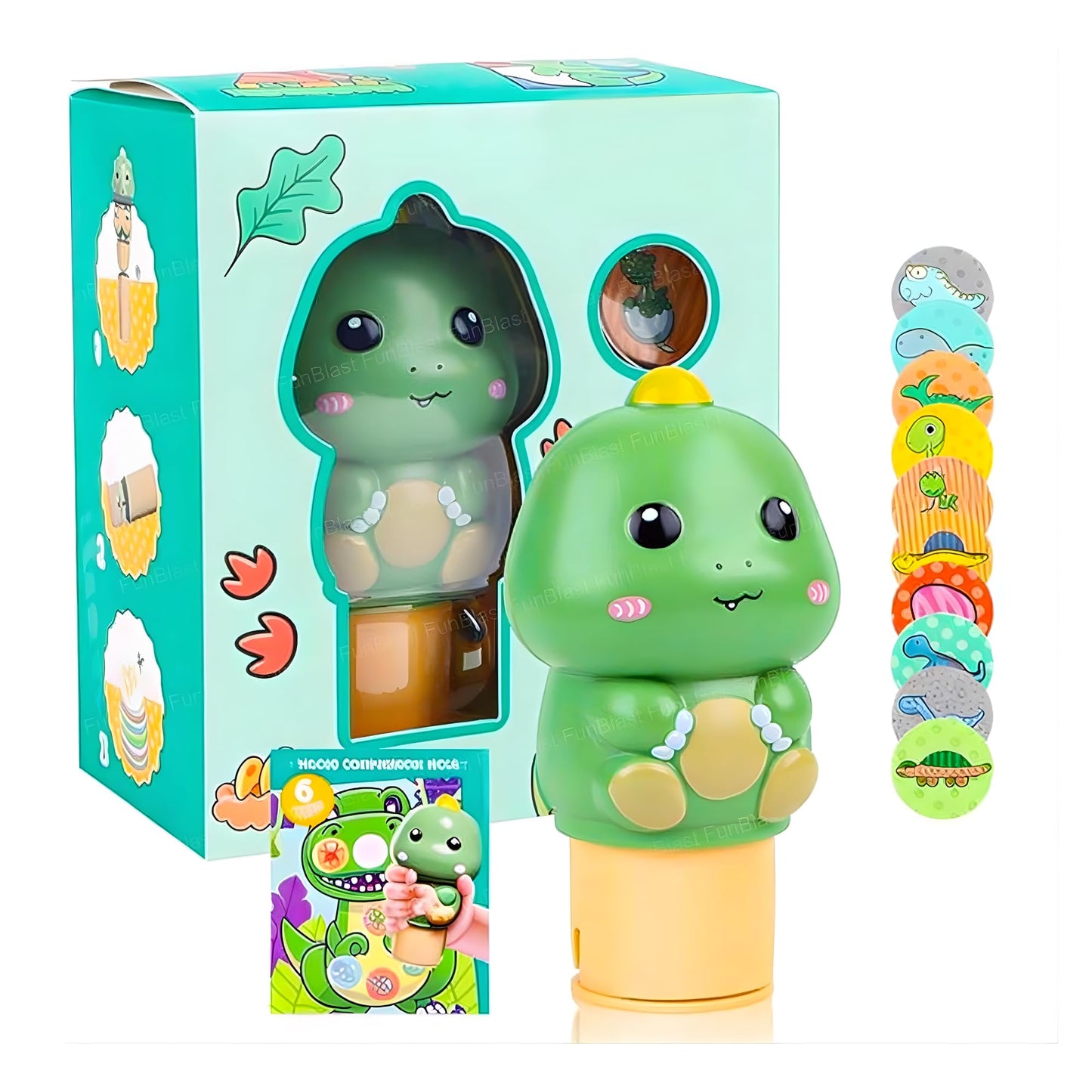 Jouet Dinosaur Reusable Sticker Stamp Set For Kids, 8.8Cm Interactive Activity Toy With Colorful Refill Stickers, Diy Creative C