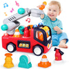 Yunaking Musical Fire Truck Toy for 1-3 Year Olds - Educational Plastic Toy with Lights & Sound - Multicolor