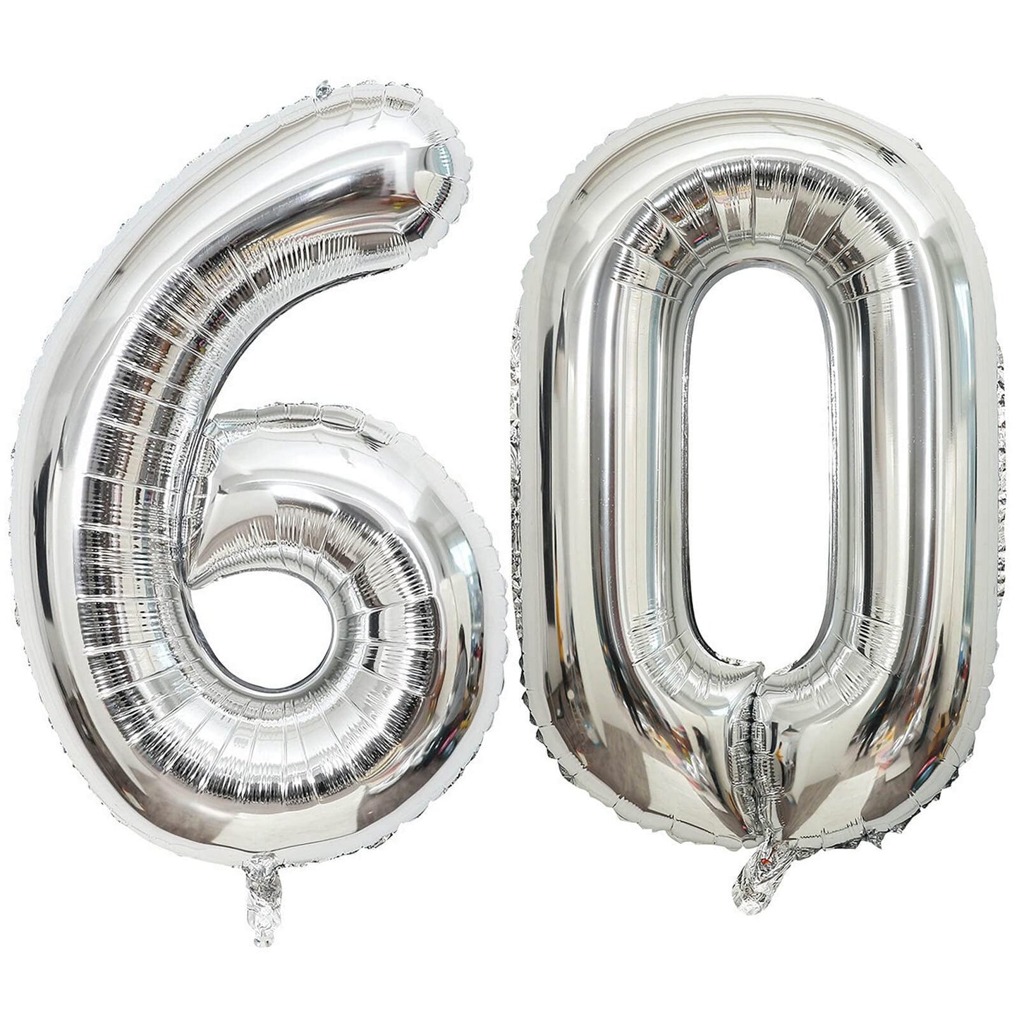 40 Inch Silver 60 Number Balloons Giant Jumbo Huge 60 Foil Mylar Helium Number Digital Balloons Silver Birthday Mylar Digital Ba