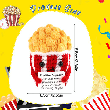 TOYMIS Popcorn Crochet Doll - Positive Knitted Food Doll for Party Decoration and Inspirational Gift