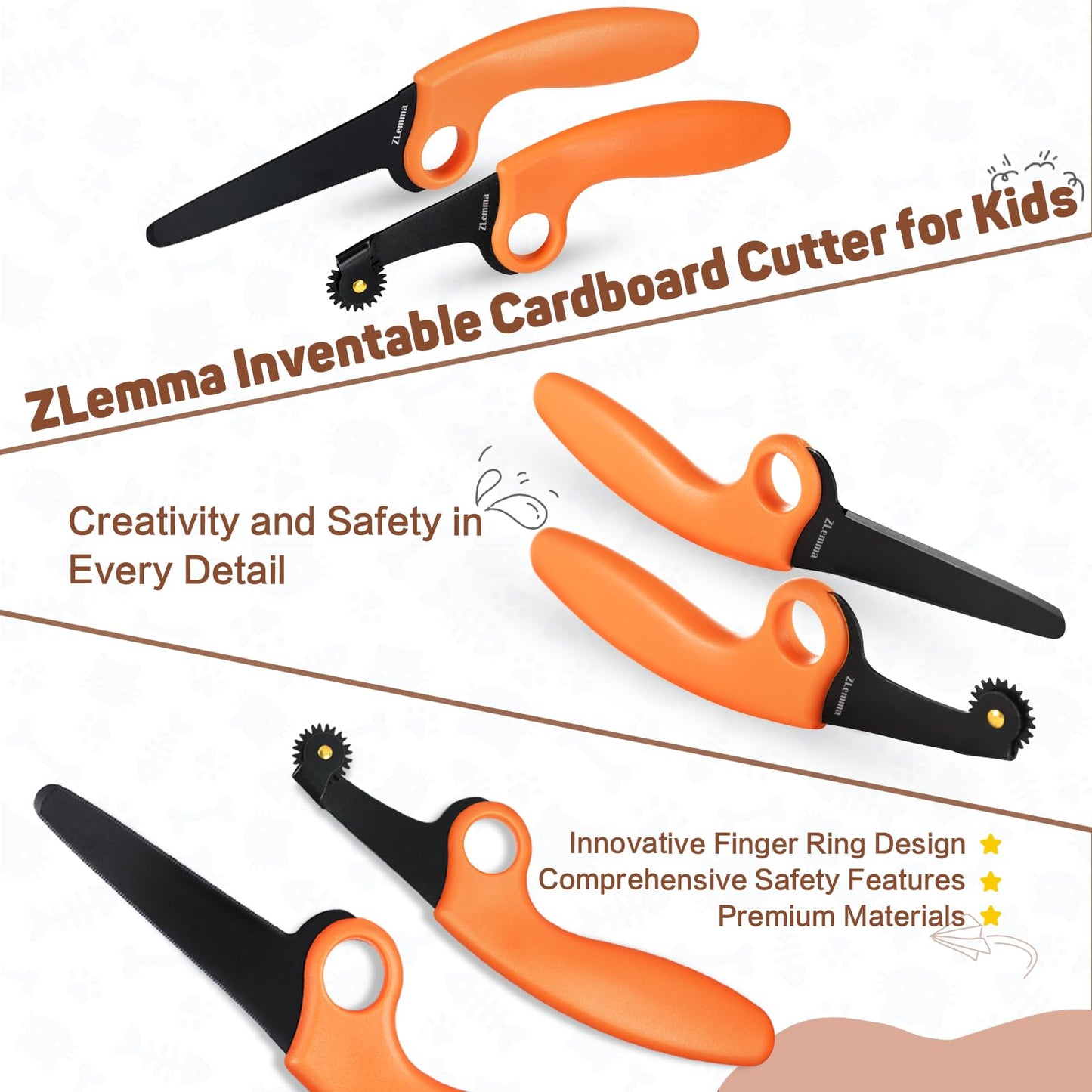 ZLemma Kids Cardboard Construction Tool Kit with Scoring Wheel, Safe Saw Cardboard Cutter & Perforate Lines to Sculpt Cardboard