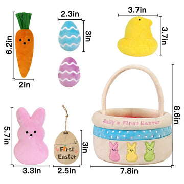 Bunny Chorus My First Easter Basket Stuffers For Babies, 6Ct Personalized Baby'S First Easter Basket Playset, Peep Bunny Chick C