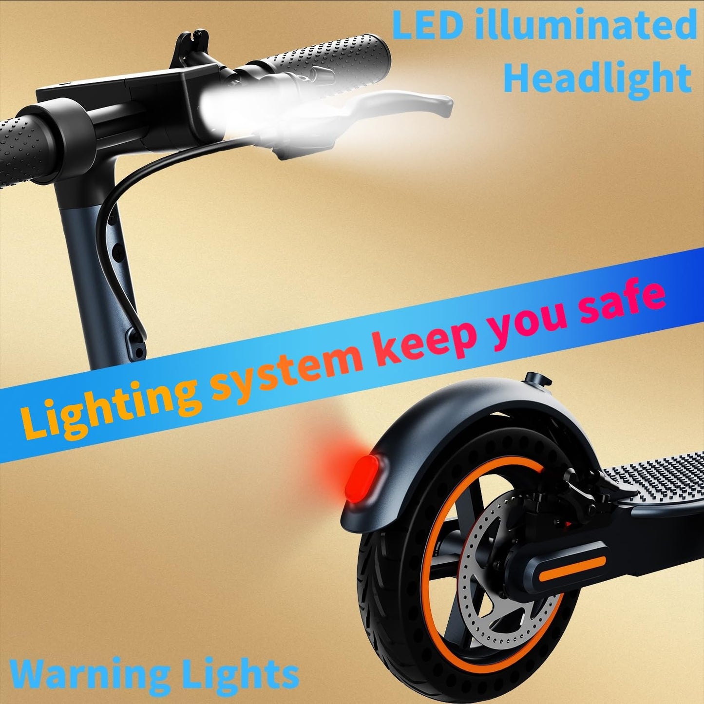 Electric Scooter For Adults, 8.5 '' Solid Tires, 17-20 Mph, 350W Motor, Max 20 Miles Long Range, Folding E-Scooter With Dual Bra