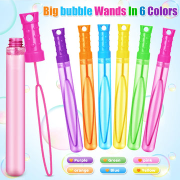 Bubble Wand, 12 Pcs Bubble Wands Bulk In 6 Colors, Bubble Party Favors For Kids, Summer Toys, Indoor Outdoor Activity, Themed Bi