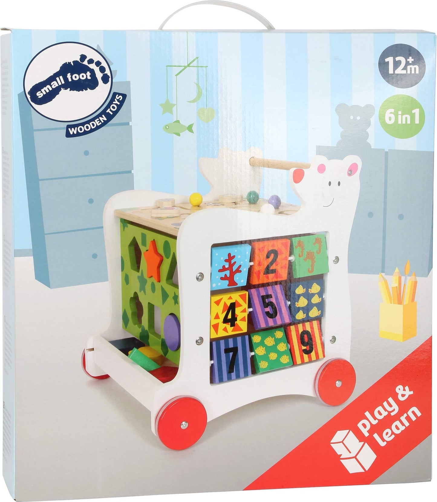 Small Foot Design Wooden Baby Bear Walker - Multi-Color, Model 7393, Durable Material