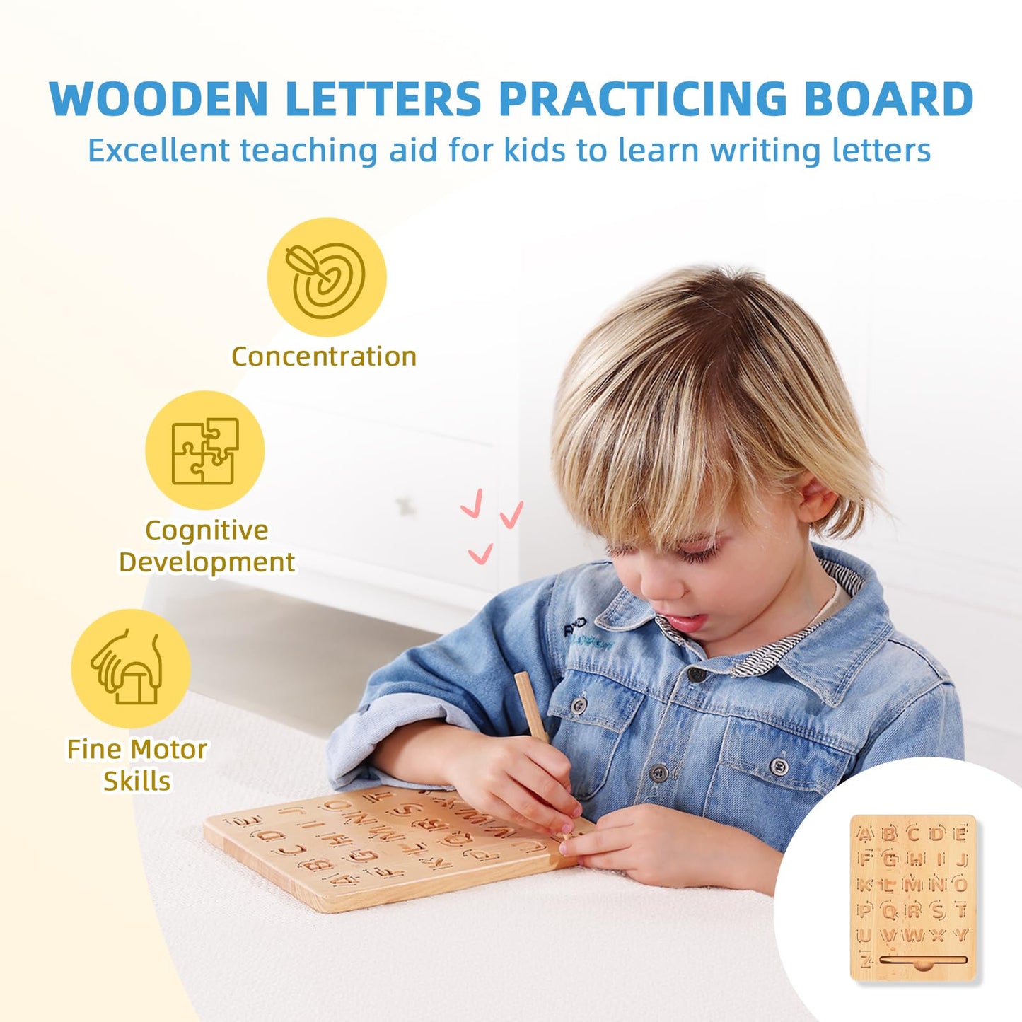 Oook 4 In 1 Montessori Set Alphabet Learning Toys Includes Wooden Letters Practicing Board, Spelling Games With Flash Cards, Alp