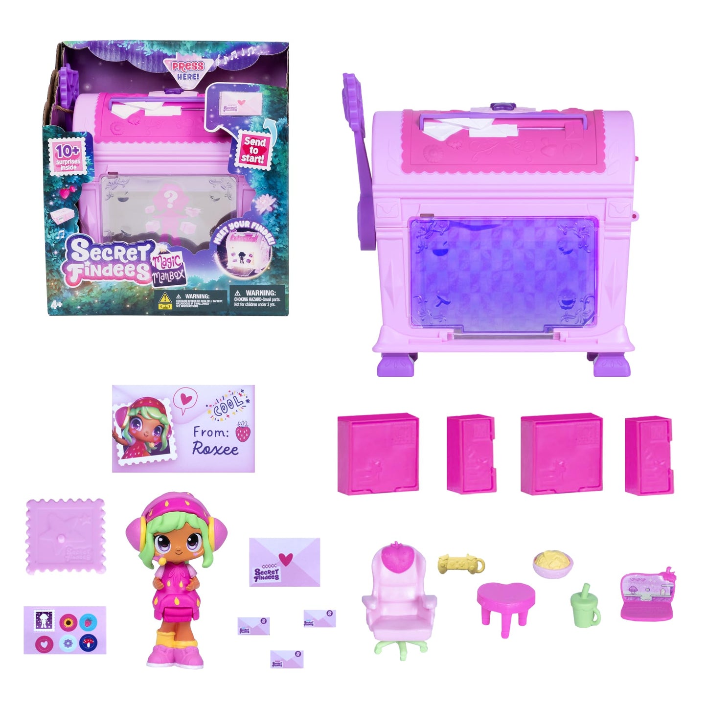 Goliath Secret Findees Magic Mailbox Pink | Includes Either Audree Or Roxee | Discover 10+ Surprises Inside | Recommended For Ages 4+