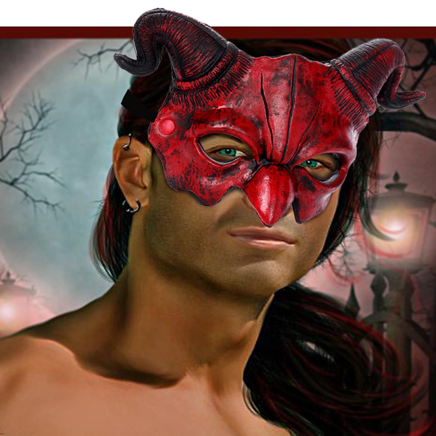 Soochat Devil Mask Demon Mask Scary Half Face Mask for Cosplay Halloween Masquerade Costume Party Accessories