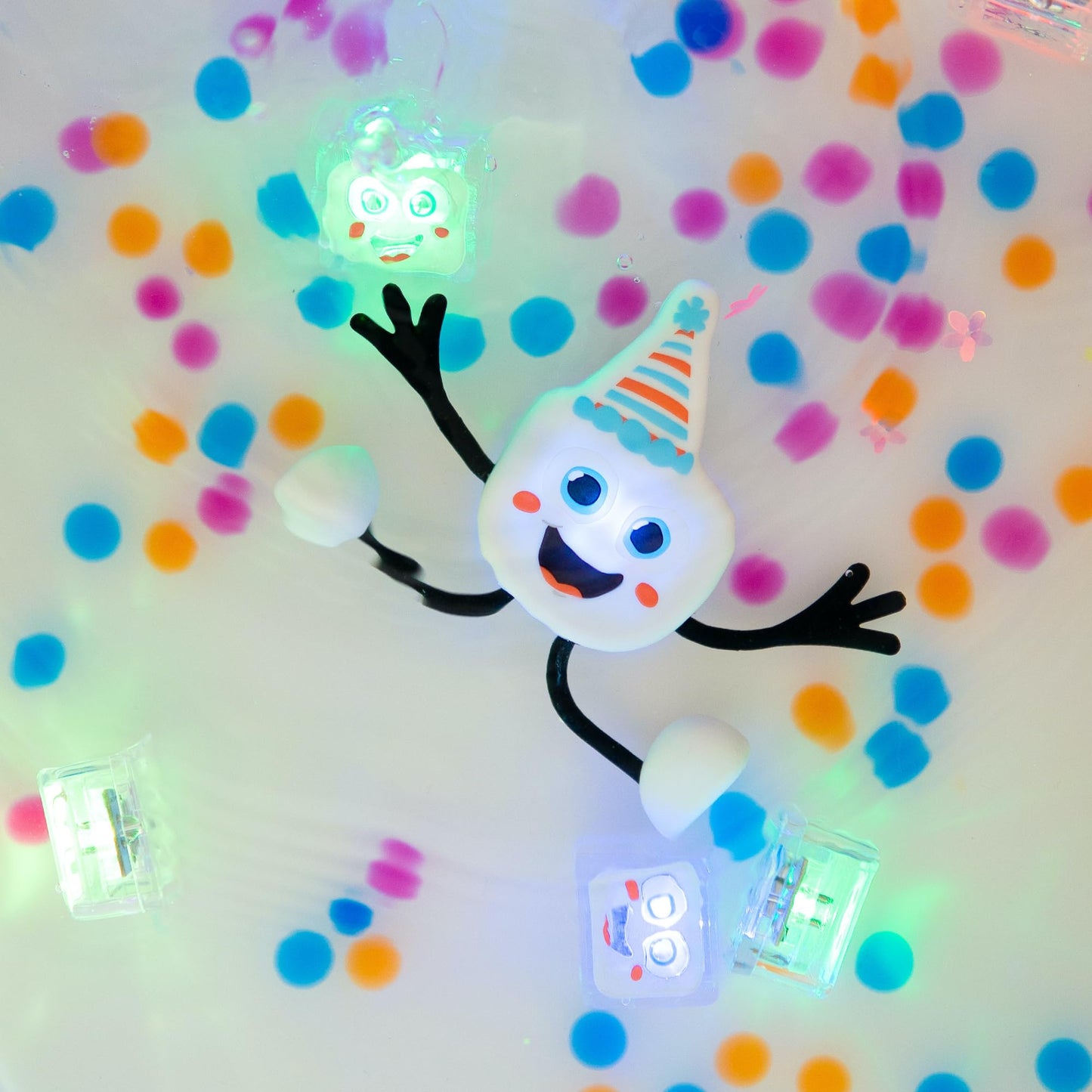Glo Pals New Party Pal Water-Activated Bath Toy With 6 Reusable Light-Up Cubes For Sensory Play