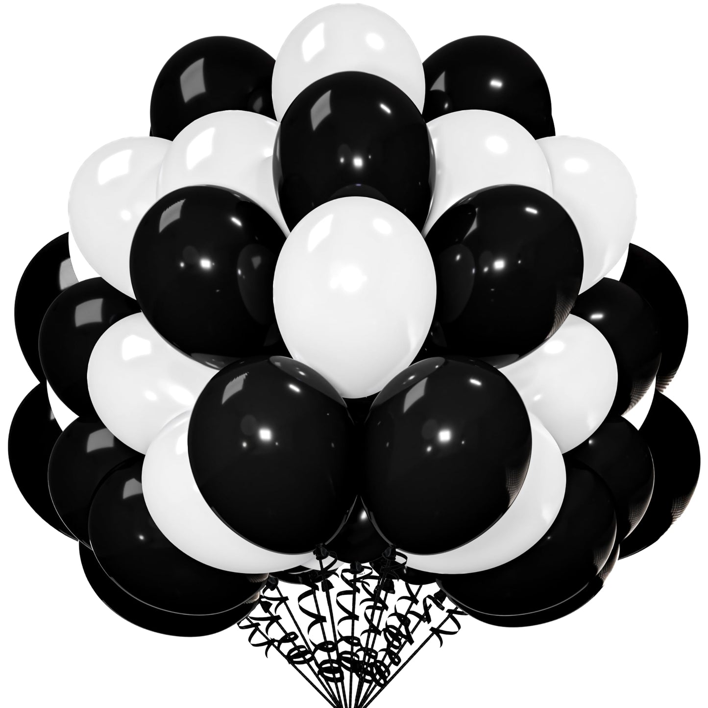 Cyttokl Black And White Balloons 12 Inch 100 Pack Black White Latex Helium Balloons For Birthday Wedding Baby Shower Party Decor