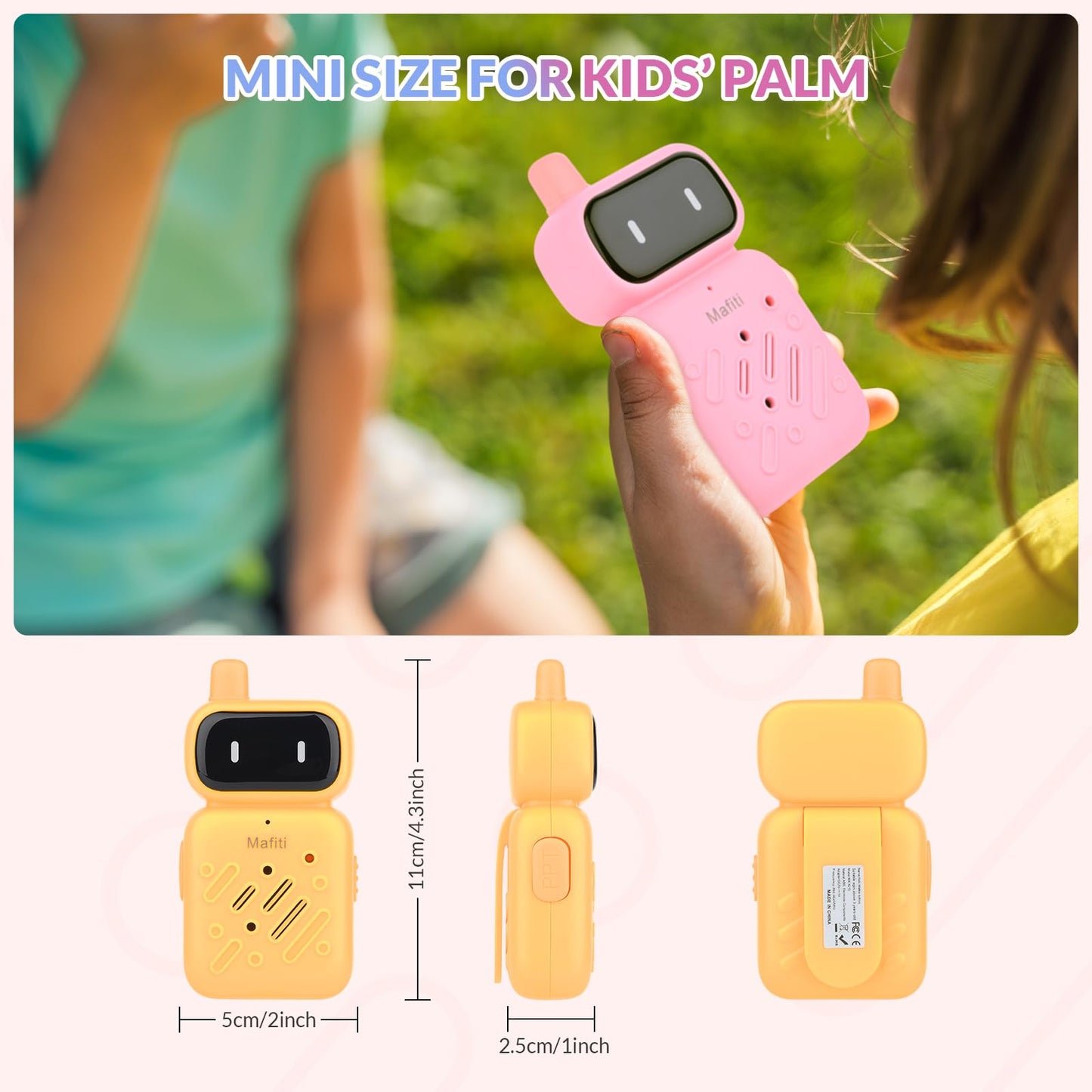 Mafiti Rechargeable Walkie Talkies For Kids 2 Pack Mini Walkie Talkie Long Range 1 Kms 2 Way Radio Toddler Toys Christmas Birthd