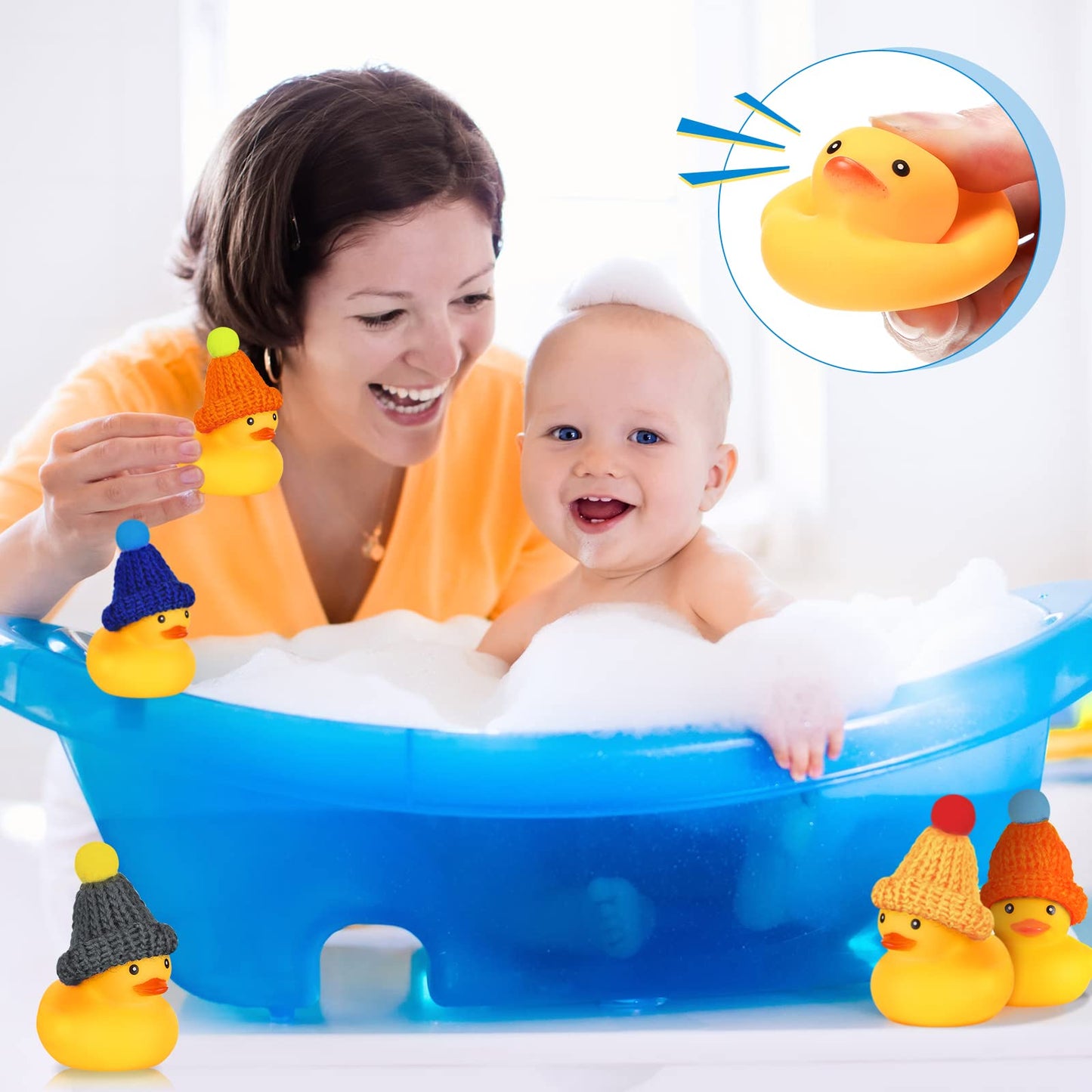 Chivao 12 Pcs Rubber Ducks With 12 Sunglasses/ Hats/ Headwear/ Scarf Small Cruise Ducks In Bulk Mini Rubber Duckies Bathtub Toys For Valentine'S Day Gift Hide(Yellow, Duck With Hats)