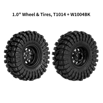 INJORA 1.0 Beadlock Wheel Tires Set -3.78mm Offset Wheel Rims for 1/18 1/24 RC Crawler Car Axial AX24 SCX24 FMS FCX24 TRX4M,Blac
